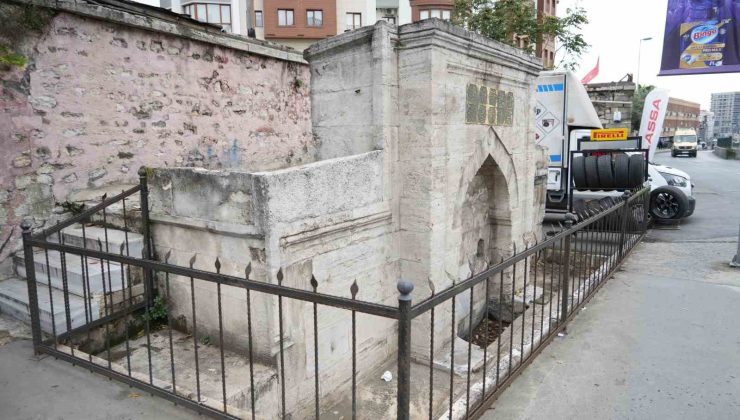 Eyüpsultan’da oto lastik dükkanı olarak kullanılan 400 yıllık yapı havadan görüntülendi