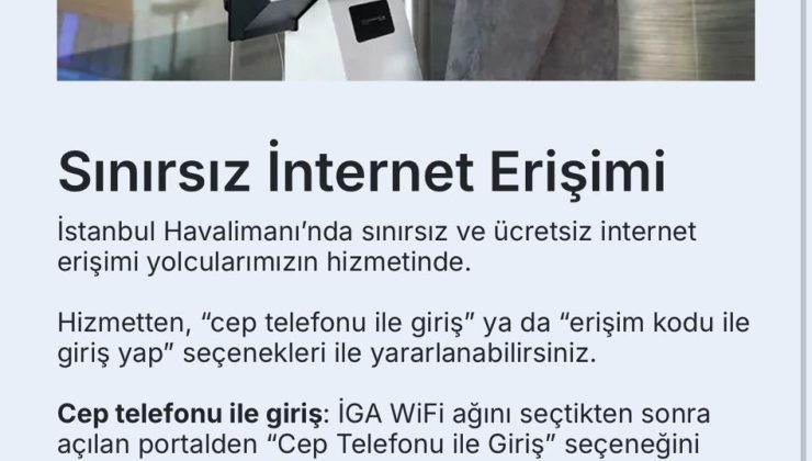 İstanbul Havalimanı’nda ücretsiz internet