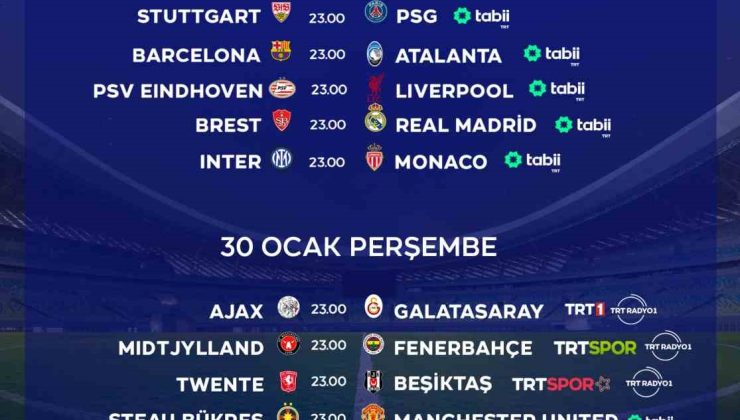 TRT’de 2 günde 16 UEFA maçı canlı yayınlanacak