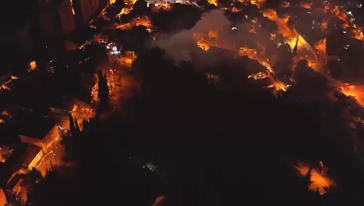 Kocaeli’de ormanlık alandaki baraka alev alev yandı