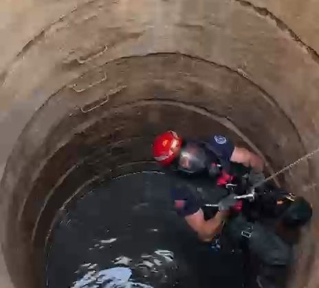 Kuyuya düşen köpek böyle kurtarıldı