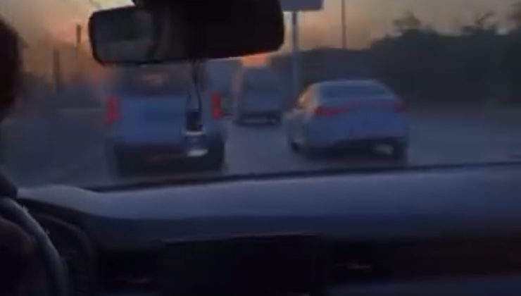 Makas atarak trafiği tehlikeye attı, o anları kayda aldırıp paylaştı