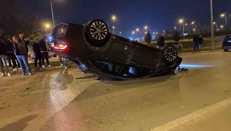 Kaza yapan araç takla attı: 2 yaralı