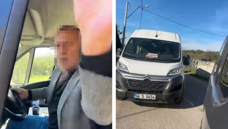 Öğrenci dolu okul servisi şoförünün, trafikte bıçaklı tehdit iddiası