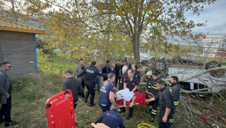 Tekirdağ’da yolcu minibüsü ile çarpışan pikap takla attı: 2 yaralı