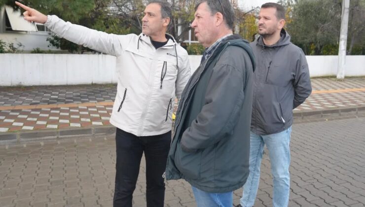 Burhaniye de çöken kanalizasyon borusu yol kapattırdı