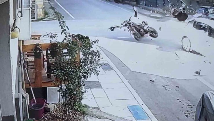 Edirne’de motosiklet sürücüsünün hayatını kaybettiği feci kaza kamerada