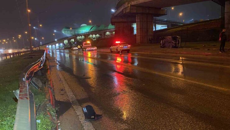Kontrolden çıkan otomobil takla attı: Sürücü burnu bile kanamadan kurtuldu