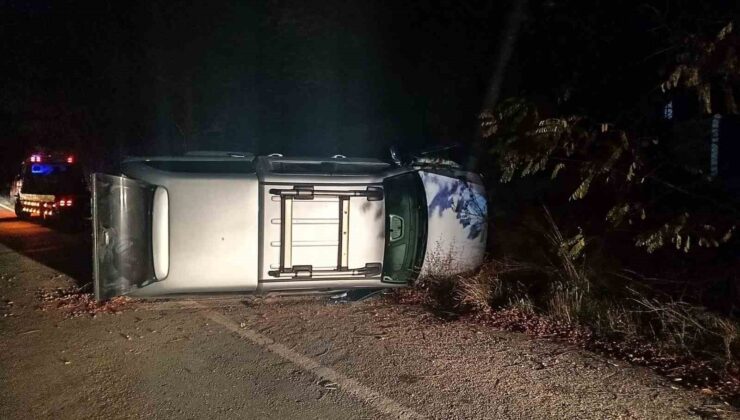 Kontrolden çıkan pikap PTS direğine çarptı