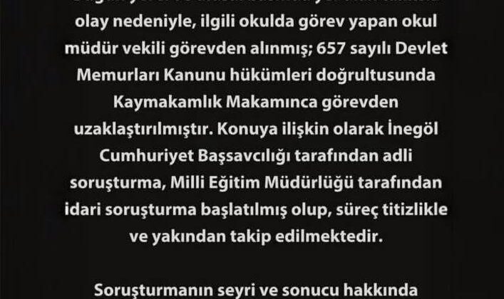 Öğrenciye şiddet uygulayan okul müdürü cumhuriyet savcısına ifade verdi