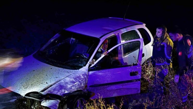 Otomobil tarlaya uçtu, ekipler yaralı için seferber oldu