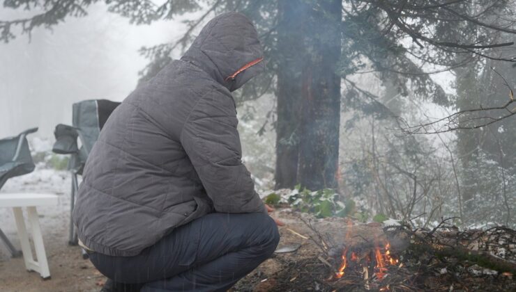Samanlı Dağları’nın zirvesi beyaza büründü