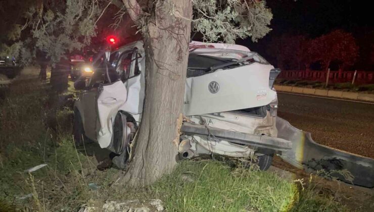 Tekirdağ’da ağaca çarpan otomobilin sürücüsü yaralandı
