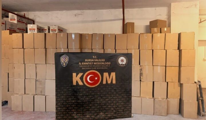 Bursa’da 3 milyon kaçak makaron ele geçirildi