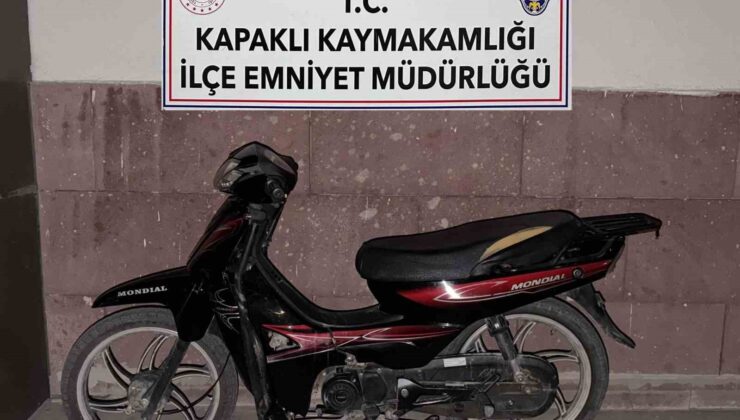 Kapaklı’da çalınan motosiklet bulundu