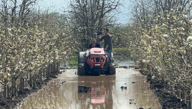 Bursa’da yüzlerce dönüm şeftali ve armut bahçesi su altında