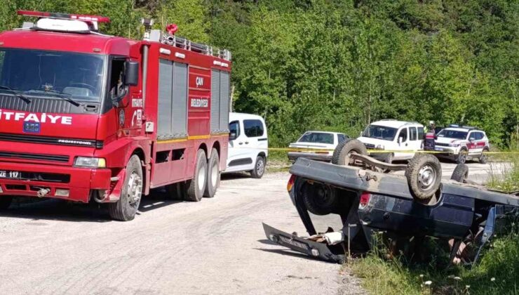Çan’da takla atan otomobilin sürücüsü hayatını kaybetti