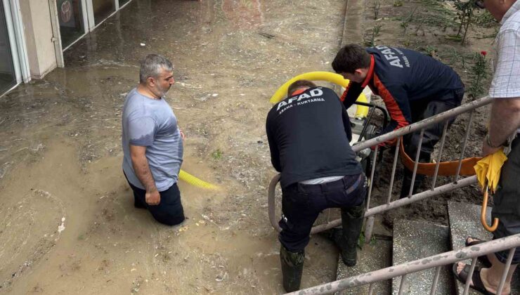 Edirne’de sağanak iş yerlerini su altında bıraktı