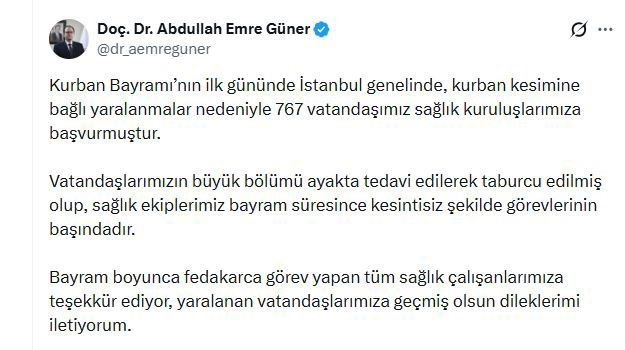 İstanbul’da bayramın ilk günü 767 kişi kurban keserken yaralandı