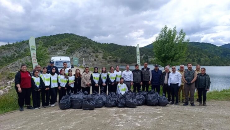 Süzmen Gölet’inde poşet poşet çöp toplandı