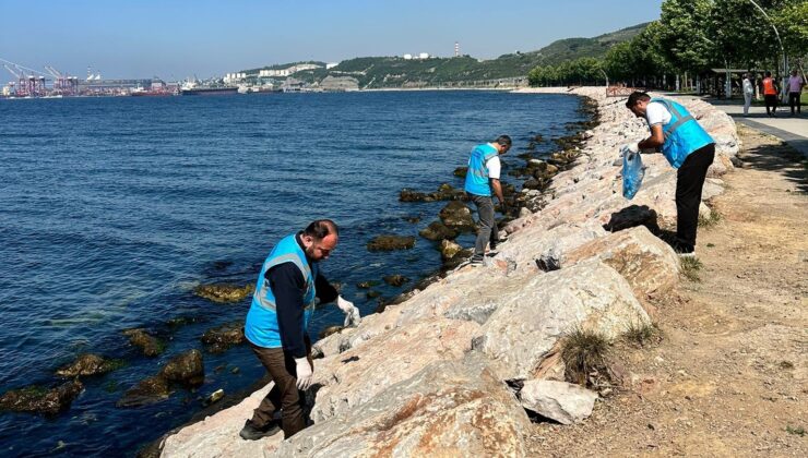 Dilovası’nda Marmara Denizi için sahil temizliği yapıldı